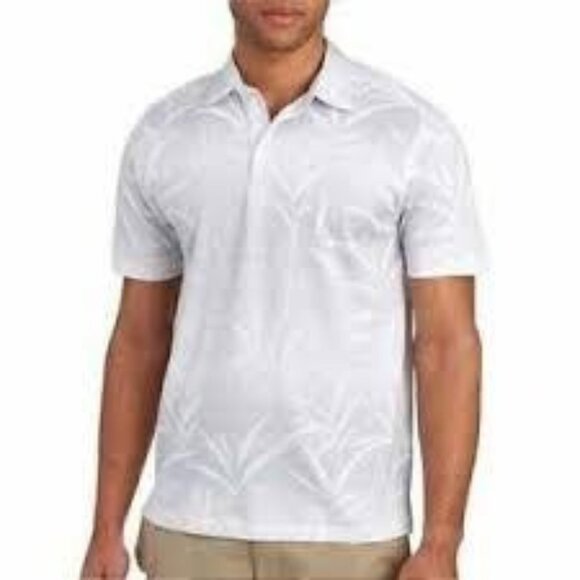 Mens Nat Nast Tropical Print Gray Knit Polo Shirt - Picture 11 of 11